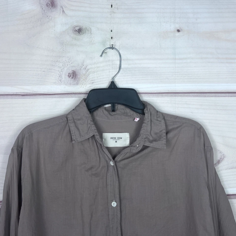 Mauro Grifoni Denim Top Womens IT 46 US 10 Brown Button Up Shirt Long Sleeve - Image 2 of 4
