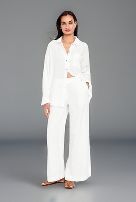 Old Navy Plus Calla Lilly Wht 3x 22 High Waist Crinkle Gauze Super Wide Leg Pant