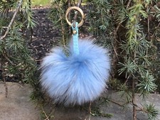 RACCOON FUR 7 Inch bag charm pom pom keychain purse pendant Hardware