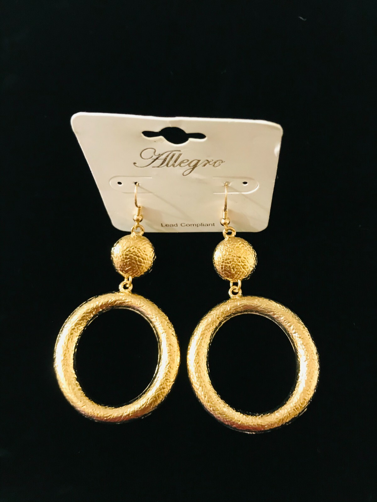 Gold Tone Allegro Textured Hoop Earrings for Pierced Ears-image