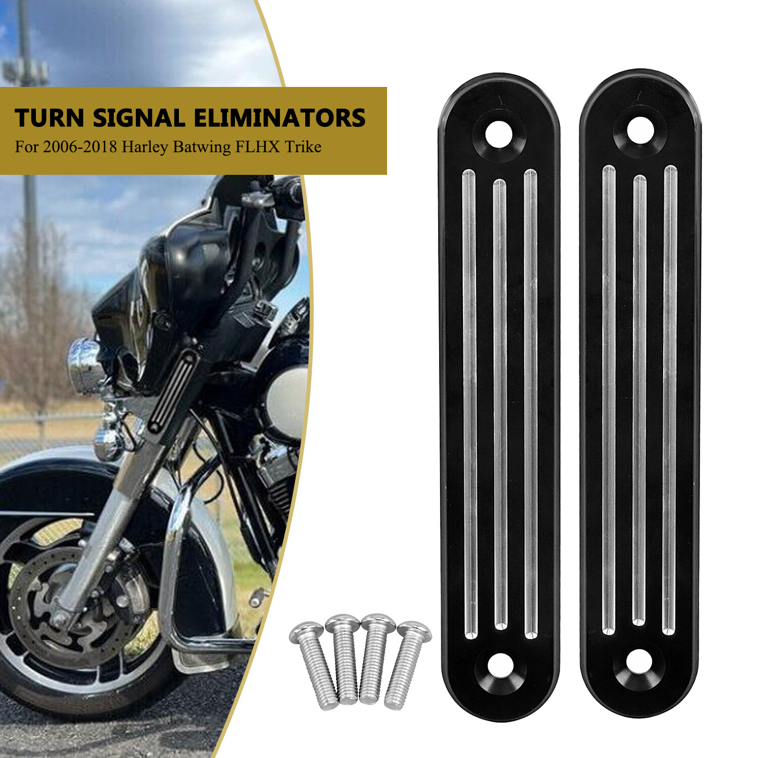 Black Front Turn Signal Eliminator For Harley Street Electra Glide
