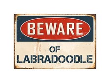 Beware Of Labradoodle 8" x 12" Vintage Aluminum Retro Metal Sign VS245