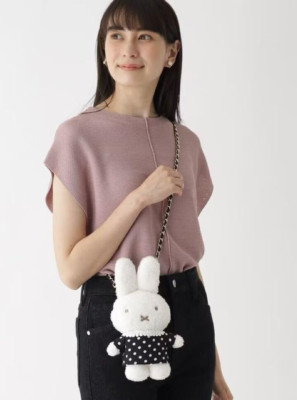 OPAQUE. CLIP Miffy Doll Shoulder Bag Big Plush Black Bruna Rabbit Toy Japan