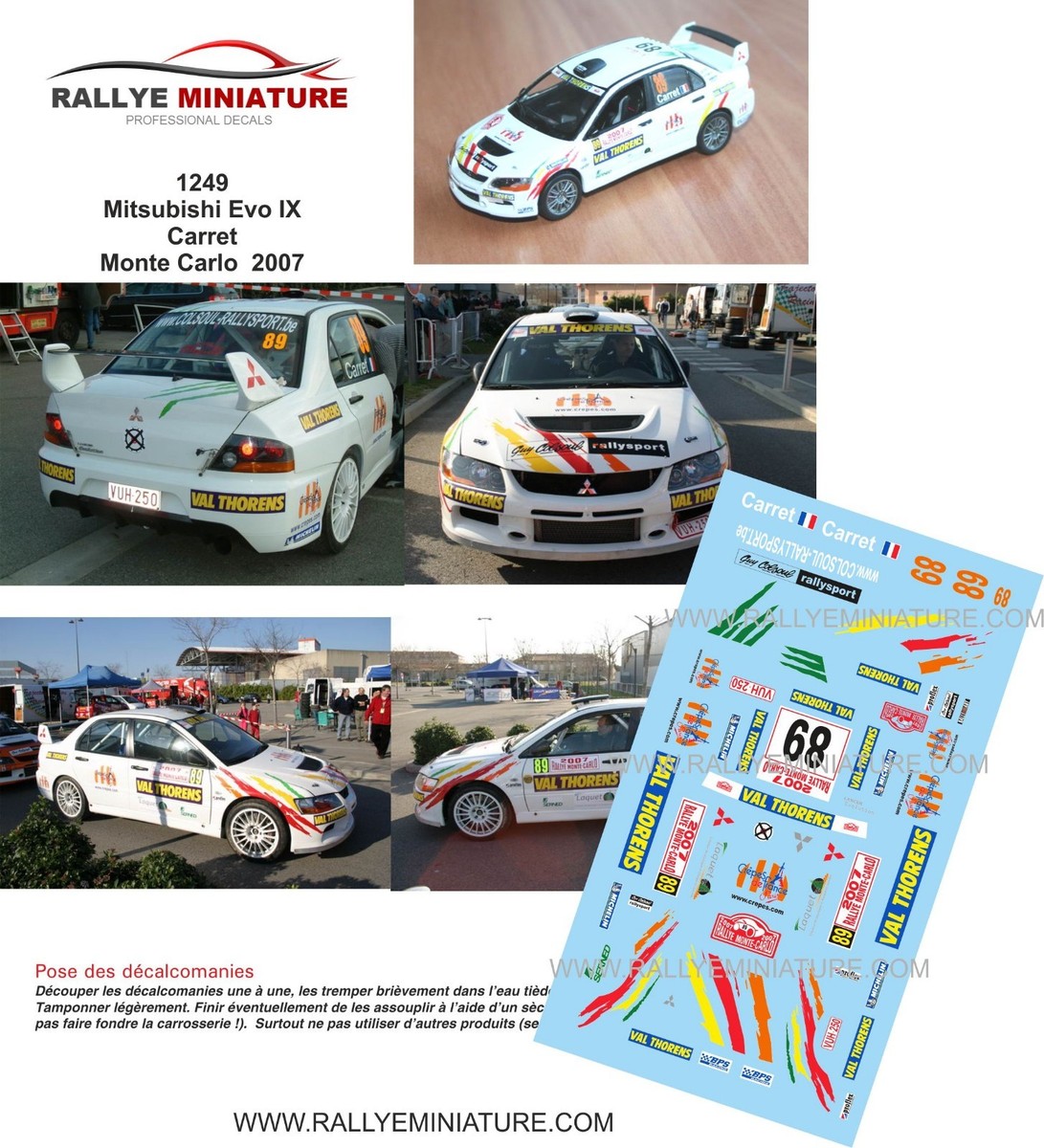 Décalcomanies 1/18 Mitsubishi Lancer Sauvan - Rallye Monte-Carlo 2007 WRC