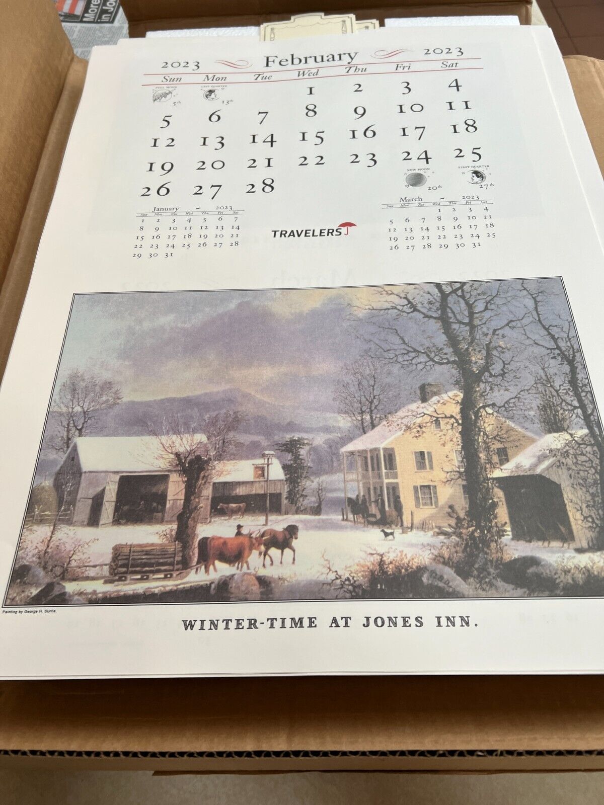 2023-travelers-insurance-currier-ives-wall-calendar-new-ebay