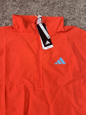adidas Mens Large ADIZERO HALF-ZIP RUNNING Ripstop Vest Bright