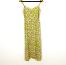Zara Green Floral Slip Dress Size Small Retro Pattern Open Back