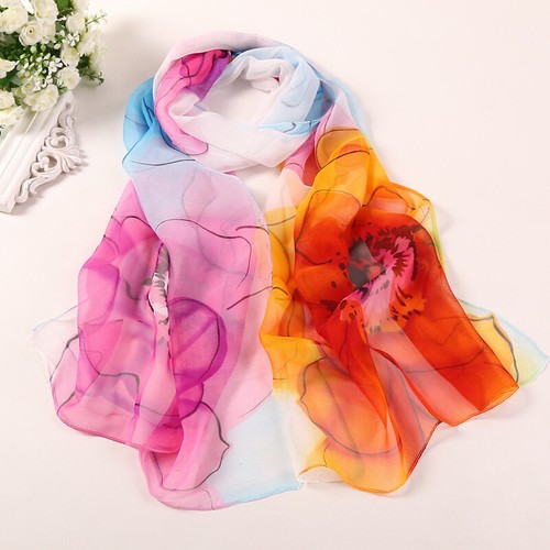 Damen langer Blumenmuster Seidenmischung Pashmina Schal Halstuch Schal Sonnencreme Schals Geschenk - Bild 42 von 58