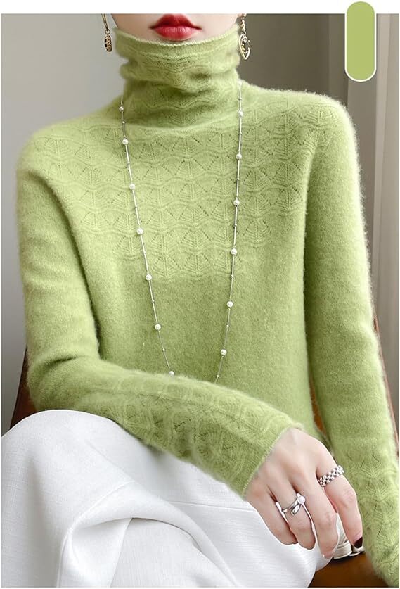 100 Cashmere Long Sleeve Turtleneck Hollow Knit Jumpers,Cashmere