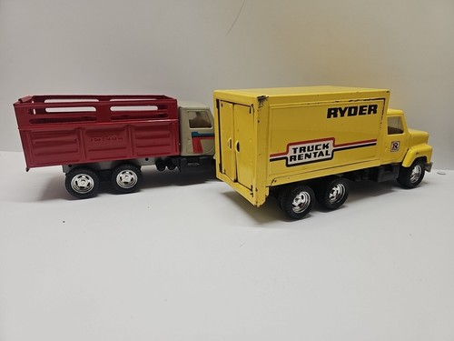 Ertl Cattle Livestock Hauler Truck Vintage 3605 Pressed Steel 2pc (R1) - Picture 8 of 15