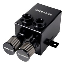 New 2l 2x12an Oil Catch Can Reservoir Tank 2 Port Dual Breather Filter Kit Black