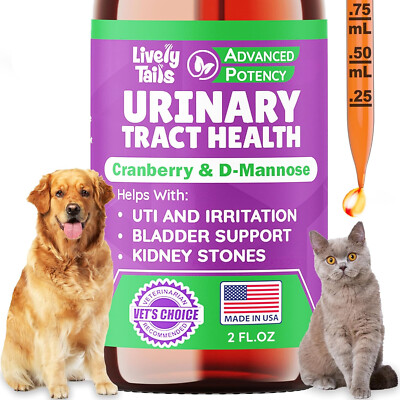 Natural Cat & Dog UTI Treatment w/ Cranberry & D-Mannose, Bladder, Kidney, Drops