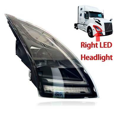 LED Headlight for Volvo VNL 2018-2024,Black Headlamp Passenger (RH) Side