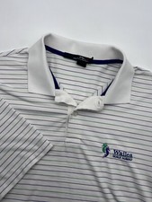 RLX Ralph Lauren Polo Shirt White with Green Stripes Stretch Short Sleeve Golf