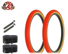 2 Alta BICYCLE 20 X 1.75 BMX TIRES RED/GUM COMP III TREAD W/TUBES & PRY LEVERS.