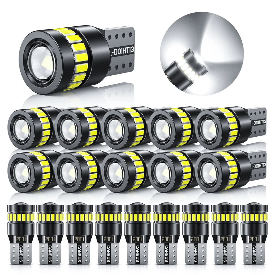 2-40Pcs T10 W5W 2825 158 192 168 194 Car Interior Led Light Bulbs Map Dome Light - Image 3 of 4