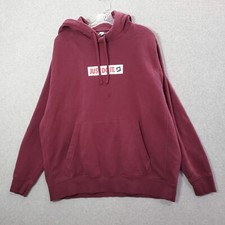 Nike Men Sweatshirt XL Red Hoodie Logo Just Do It Fleece Pullover READ