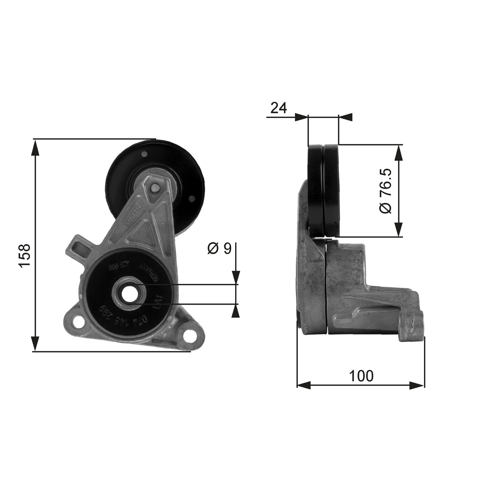 GATES T38437 Belt Tensioner, V-ribbed belt for VOLVO