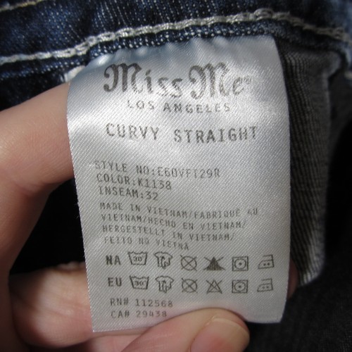 Miss Me Curvy Straight Jeans Women 32 Blue Medium Wash Distressed Western Casual - Picture 10 of 11
