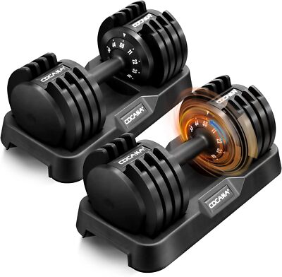 Adjustable Dumbbells Set Pairs, 55LBS Weights of 2 Exercises Home Workout 110LBS