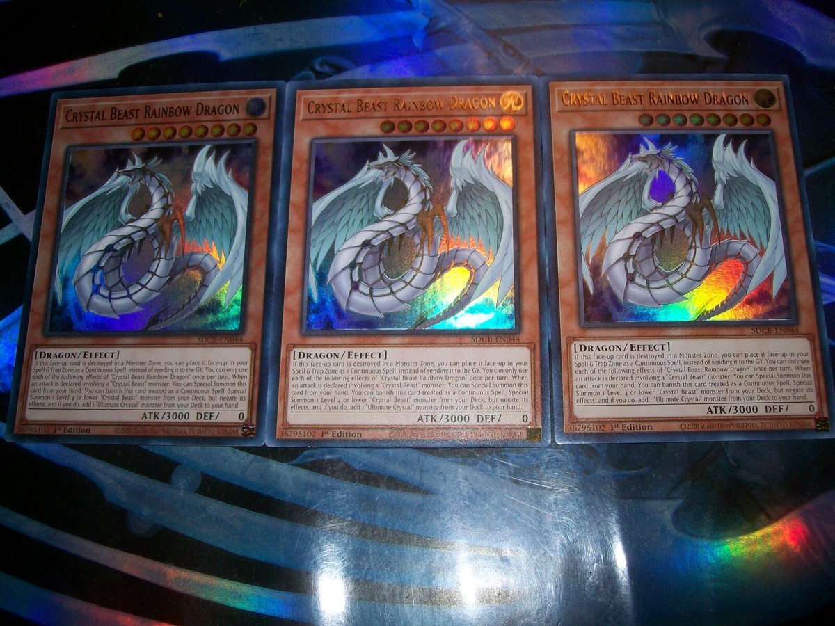 3x Crystal Beast Rainbow Dragon 1st Edition Ultra Rare SDCB-EN044