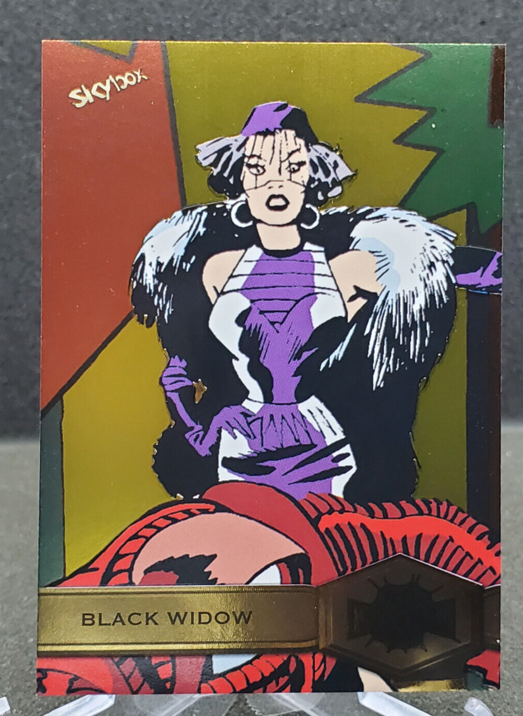 2021 Skybox Spiderman Marvel Metal Universe Black Widow Yellow #113