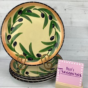 Clay-Art-Stonelite-OLIVA-RUSTICA-Stoneware-Hand-Paint-Olives-Dinner-Plates-Set-4