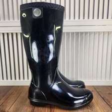 UGG Shaye Rain Boots Women's Sz 5 Black Tall Waterproof Rubber Style Made In USA