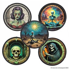 Metal/Punk 5 Patch Pack Skeleton Skull Grim Reaper Patch Iron On 666