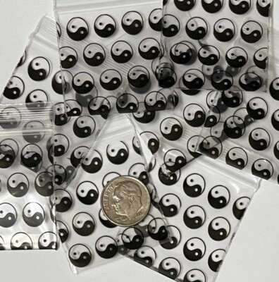100 Apple Baggies Yin Yang, 1.5 x 1.5'' minizips 1515 mini zip bags