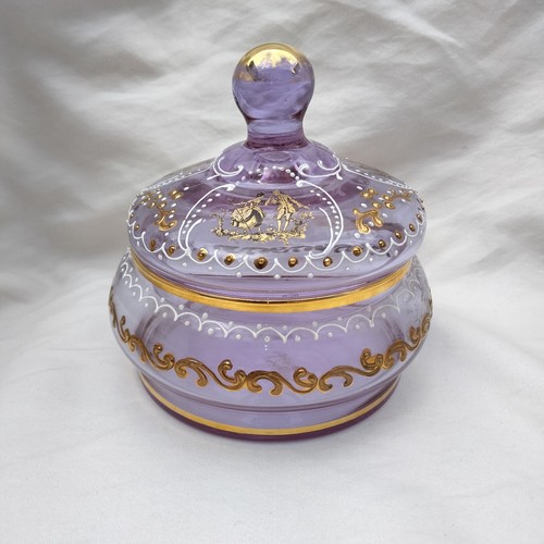 Moser Glassworks 1907-1910 Alexandrite Neodymium Glass Dresser Powder Box - Picture 3 of 13