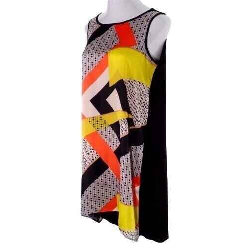 Top túnica mujer talla XL Hi Lo multicolor bloque elástico sin mangas - Imagen 2 de 8