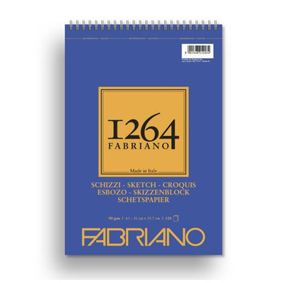 Block 1264 For Sketch A3 Gr.90 / Sq.m. Sheets 120 Spiralled Side Short Fabriano