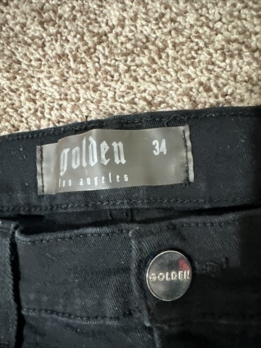 Golden Los Angeles Mens Sz 34 Graphic Skinny Denim Jeans Streetwear - 第 2/7 張圖片