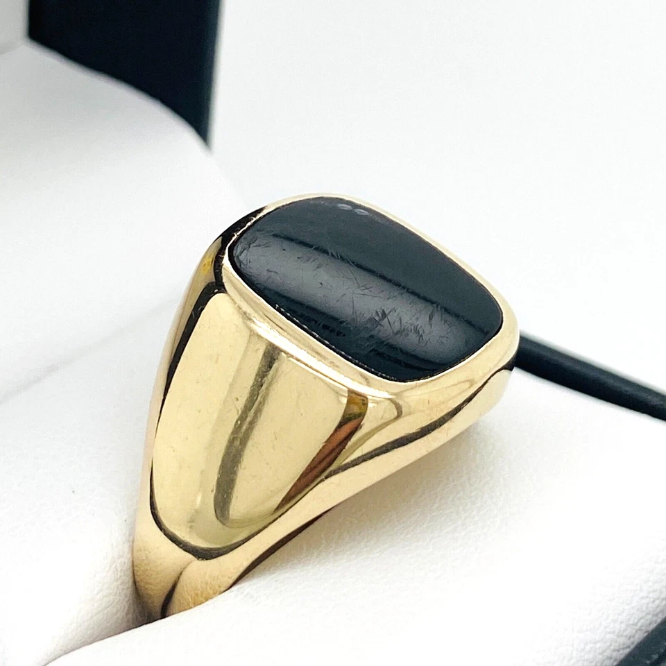 Gents 9ct Black Onyx Signet Ring 6.1 grams Size U Preloved - image 4 of 4