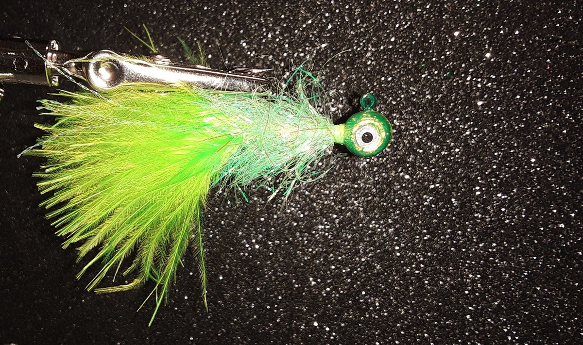 cyclops 2 fishing lure 4 Chartreuse Cyclops Crappie, Bass, Blue Gill 1/8 th oz. Jigs