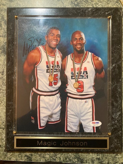 Magic Johnson Lettering Magic Johnson autographed 8X10 with MJ on a plaque with nameplate | eBay