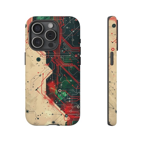 Red Green Circuit Board Chip Phone Case for iPhone - MagSafe Compatible - 第 38/110 張圖片