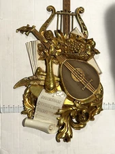 Syroco 1971 #7236 Hanging Wall Art Music Mandolin Harp Fruit Gold 30"x19"x6"