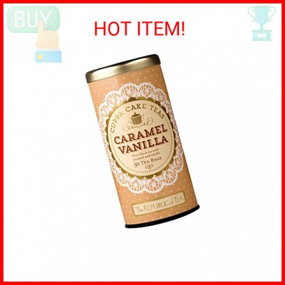 The Republic of Tea Caramel Vanilla Cuppa Cake, 50 Tea Bags, Blended Fine Black