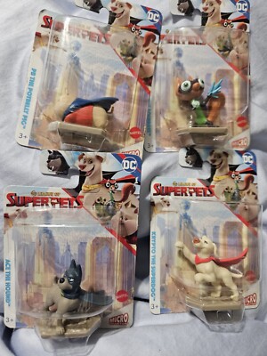New DC League Of Super Pets Mattel Micro Collection Toy Figures - 4 In Lot