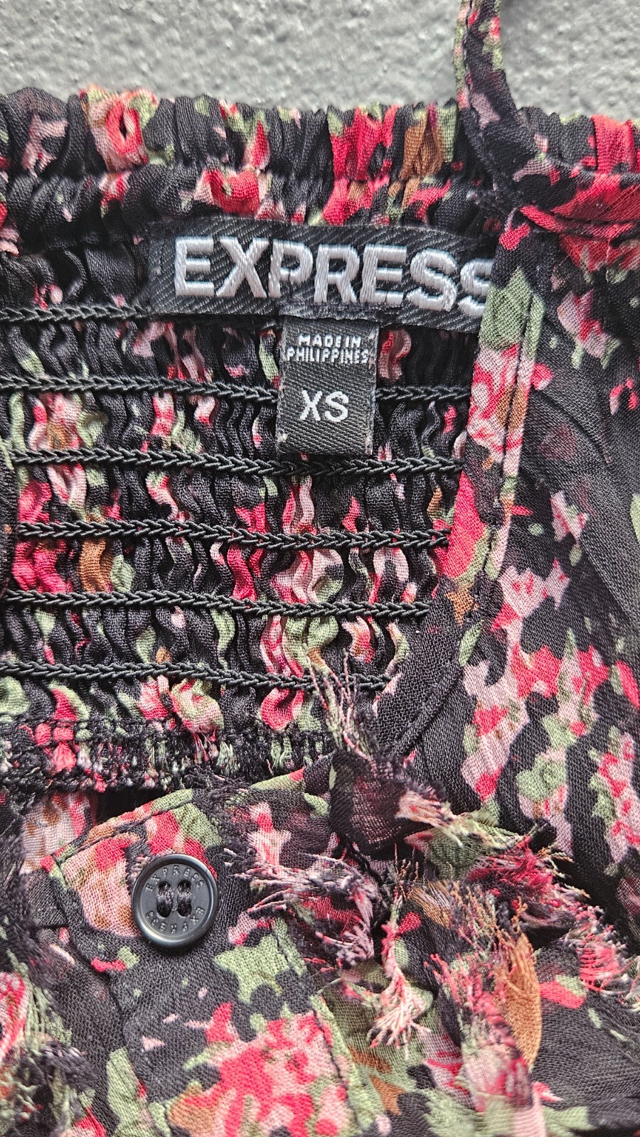 Express Black Floral Spaghetti Adjustable Strap S… - image 6