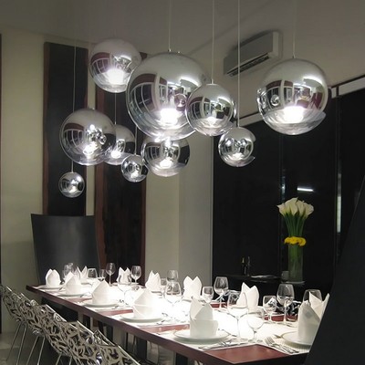 Modern Led Pendant Light Glass Globe Fixtures Foyer Lamp