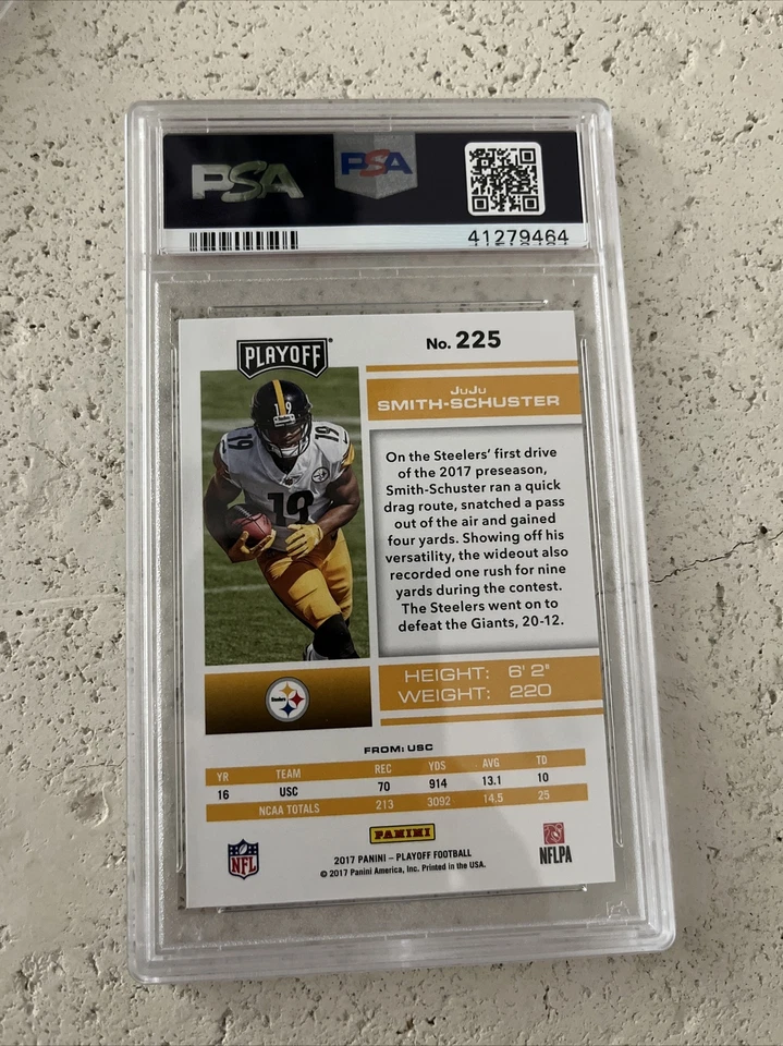 2017 Panini Playoff JUJU SMITH-SCHUSTER RC Steelers Rookie PSA 10 Pop 8 - Image 2 of 2