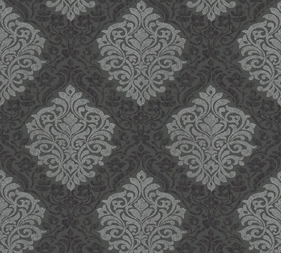 Vliestapete Barock Ornament schwarz grau glanz Architects Paper Alpha 32480-4