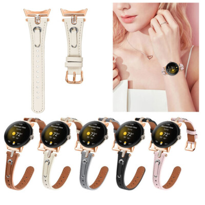 For Google Pixel Watch 1 2 Rhinestones Strap Leather Watch Band Bracelet