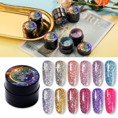 12 Farben UV Nagellack Gel LED Nagellack Glitzer Polish Soak-Off Nail Gel  