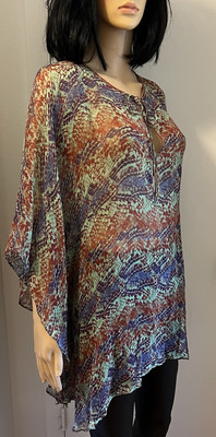 VIX By Paula Hermanny Colorful Snake Print Silk Organza Tunic Sz Medium