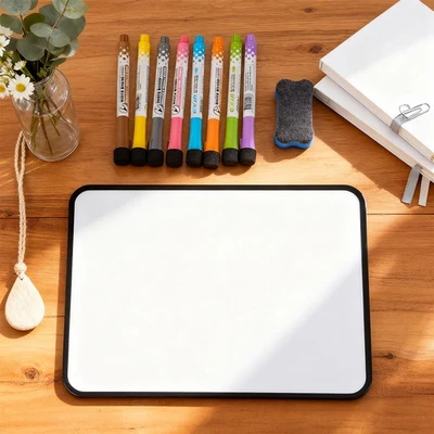 PRESENT-HOUSE1 A3 / A4 Magnetic Whiteboard Double-Sided Dry Wipe Board w/ 8 Markers & 1 Eraser