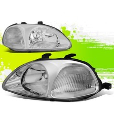 Factory Style Halogen Headlight Lamps For Honda Civic 96-98 Chrome Clear Pair Factory Style Halogen Headlight Lamps For Honda Civic 96-98 Chrome Clear Pair